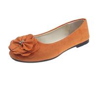 UnoSheng Scarpe da donna con plateau larghe H and Autumn Light Suede Round Toe Shallow Mouth Soft Bottom Bow Single Shoes Daily Dating Commuting Large Size Ballet Shoes Flat Shoes D, Colore: arancione