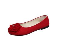UnoSheng Scarpe da donna con plateau larghe H and Autumn Light Suede Round Toe Shallow Mouth Soft Bottom Bow Single Shoes Daily Dating Commuting Large Size Ballet Shoes Flat Shoes D, Colore: rosso, 39