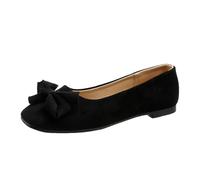 UnoSheng Scarpe da donna rosse 36 Spring Summer and Autumn Lightweight Suede Round Toe Shallow Mouth Soft Bottom Bow Single Shoes Daily Dating Commuting Large Size Ballet Shoes Flat Shoes Donna, Nero