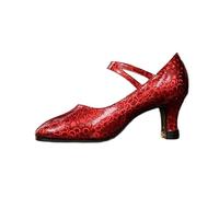 UnoSheng Scarpe da donna stivaletti neri lisci da dance Shoes Soft Modern Low Heeled Ballroom Shoes Scarpe da donna impermeabili, Colore: rosso, 36 EU