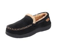 UnoSheng Scarpe da uomo nere Daran Home Shoes Indoor and Outdoor Plush Slip On Warm Loafers Scarpe Uomo Nero, Nero , 46 EU