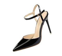 UnoSheng Scarpe Donna Tacco Inverno Simple Stiletto Alto Tacco Shallow Mouth Pointed Leather Sexy Nightclub Slim One Strap Donna Sandals Canvas Scarpe Donna Rosso, Nero , 38 EU