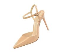 UnoSheng Scarpe Donna Tacco Inverno Simple Stiletto Alto Tacco Shallow Mouth Pointed Leather Sexy Nightclub Slim One Strap Donna Sandals Canvas Scarpe Donna Rosso, cachi, 35 EU