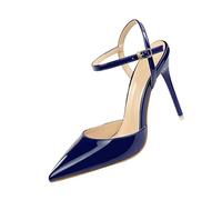 UnoSheng Scarpe Donna Tacco Inverno Simple Stiletto Alto Tacco Shallow Mouth Pointed Leather Sexy Nightclub Slim One Strap Donna Sandals Canvas Scarpe Donna Rosso, Blu, 35 EU