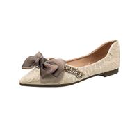 UnoSheng Scarpe sexy da donna Spring and Autumn Style Lightweight Pointed Shallow Mouth Soft Bottom Bow Single Shoes Daily Dating Commuting Boat Shoes Large Size Ballet Shoes Flat Black, beige., 43 EU