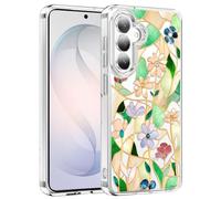 Unov Compatibile con Galaxy S26 Plus 5G Custodia trasparente con fiore in vetro colorato design floreale morbido TPU assorbimento degli urti sottile motivo goffrato copertura posteriore protettiva