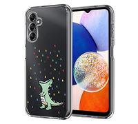 Unov Custodia compatibile con Galaxy A14 Custodia trasparente con design morbido TPU assorbimento degli urti sottile motivo in rilievo protettivo 6,6 pollici (dinosauro arcobaleno)