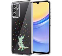 Unov Custodia compatibile con Galaxy A15 Custodia trasparente con design morbido TPU assorbimento degli urti sottile motivo in rilievo protettivo 6,5 pollici (dinosauro arcobaleno)