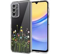 Unov Custodia compatibile con Galaxy A15 Custodia trasparente con design morbido TPU assorbimento degli urti sottile motivo goffrato protettivo 6,5 pollici (bouquet di fiori)