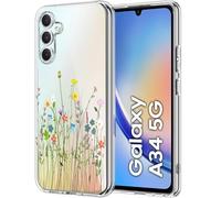 Unov Custodia compatibile con Galaxy A34 5G Custodia trasparente con design morbido TPU assorbimento degli urti sottile motivo in rilievo protettivo 6,6 pollici (bouquet di fiori)