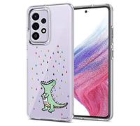 Unov Custodia compatibile con Galaxy A53 5G Custodia trasparente con design morbido TPU assorbimento degli urti sottile motivo in rilievo protettivo 6,5 pollici (dinosauro arcobaleno)