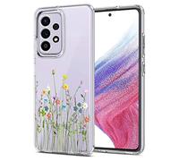 Unov Custodia compatibile con Galaxy A53 5G Custodia trasparente con design morbido TPU assorbimento degli urti sottile motivo in rilievo protettivo 6,5 pollici (bouquet di fiori)