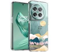 Unov Custodia compatibile con OnePlus 12 5G Custodia trasparente con design morbido TPU assorbimento degli urti sottile motivo goffrato protettivo 17,3 cm (montagne Serria)