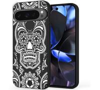 Unov Custodia compatibile con Pixel 9 Pixel 9 Pro (2024) 5G Custodia con design morbido TPU assorbimento degli urti sottile motivo in rilievo protettivo (teschio)