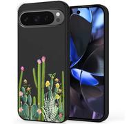 Unov Custodia compatibile con Pixel 9 Pixel 9 Pro 5G con piante di cactus grily fiore in rilievo design sottile protettivo morbido TPU paraurti posteriore cover