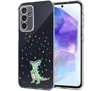 Unov Custodia compatibile con Samsung Galaxy A55 5G Custodia trasparente con design morbido TPU assorbimento degli urti sottile motivo in rilievo protettivo 6,6 pollici (dinosauro arcobaleno)