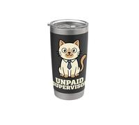Unpaid Supervisor Funny Cat Owner Work Humor Bicchiere termico in acciaio inox doppia parete