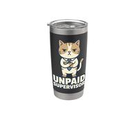 Unpaid Supervisor Funny Cat Owner Work Humor Bicchiere termico in acciaio inox doppia parete
