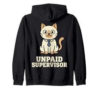 Unpaid Supervisor Funny Cat Owner Work Humor Felpa con Cappuccio