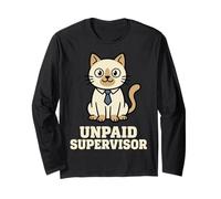 Unpaid Supervisor Funny Cat Owner Work Humor Maglia a Manica