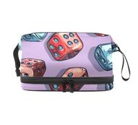 Unregular Dices - Trousse a doppio strato per cosmetici per donne e ragazze, borsa da viaggio per trucchi e trucchi, pratica borsa organizer con scomparto per pennelli, Multi, 27x15x14 cm/10.6x5.9x5.5