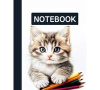 Unruled unlined notebook, blank plain notebook no lines, white paper, for writing, for work, 7x9, page numbering record, notes in school, university, college, office, home. For student.: cute cat