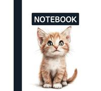 Unruled unlined notebook, blank plain notebook no lines, white paper, for writing, for work, 7x9, page numbering record, notes in school, university, college, office, home. For student.: cute cat