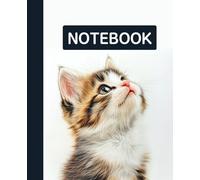 Unruled unlined notebook, blank plain notebook no lines, white paper, for writing, for work, 7x9, page numbering record, notes in school, university, college, office, home. For student.: cute cat