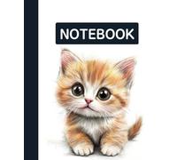 Unruled unlined notebook, blank plain notebook no lines, white paper, for writing, for work, 7x9, page numbering record, notes in school, university, college, office, home. For student.: cute cat