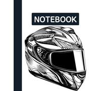 Unruled unlined notebook, blank plain notebook no lines, white paper, for writing, for work, 7x9, page numbering record, notes in school, university, ... office, home. For student.: motorcycle helmet
