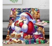 UNRXJZLVM 3D Stampa Santa Claus Blanket Copriletti Microfibra Tutte Le Stagioni Durevole E Caldo Per Divano E Piccolo Letto 50x60inch(127x152cm)