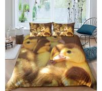 UNRXJZLVM Baby ducklingsSet Di Copripiumino microfibra morbida 3 Pezzi stampa 3D cerniera nascosta Cute farm animal style copripiumino con federa traspirante ultra morbido for coppie King（220x240cm）