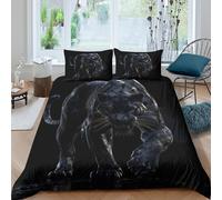 UNRXJZLVM black pantherSet Di Copripiumino ultra microfibra 3 Pezzi stampa 3D con cerniera wild animal illustration copripiumino con federe traspirante ultra morbido for ragazze King（220x240cm）