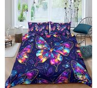 UNRXJZLVM Butterfly designcopripiumino microfibra morbida 3 Pezzi stampa 3D cerniera nascosta Stained glass style Set Di Copripiumino con federe per cuscini soffice for adulti Double（200x200cm）