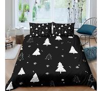 UNRXJZLVM Christmas Treescopripiumino microfibra morbida 3 pezzi motivo 3D con cerniera Hand drawn winter style Set Di Copripiumino con federe traspirante morbida for adolescenti Single（135x200cm）