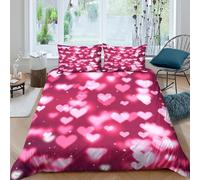 UNRXJZLVM Copripiumino Cuori Romantici Stampa 3D Microfibra Morbida Decorazione Camera Set Biancheria da Letto Cuore per Adulti Quattro Stagioni King（220x240cm）