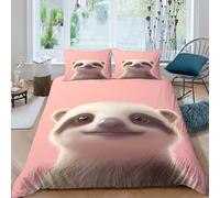 UNRXJZLVM Copripiumino Sloth Carino 3D Stampato Microfibra Set Letto Decorazione Camera Microfibra Adatto a Tutte le Età Super king（260x220cm）