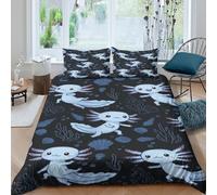 UNRXJZLVM Cute AxolotlsSet Di Copripiumino ultra microfibra 3 pezzi motivo 3D con cerniera Cartoon Sea copripiumino con federe soffice ultra morbido for ragazze Double（200x200cm）