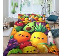 UNRXJZLVM Cute fruitsSet Di Copripiumino ultra microfibra Set di 3 Pezzi stampa 3D con cerniera Kawaii cartoon style copripiumino incluso federe aiosa ultra morbido for ragazze Super king（260x220cm）