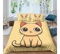 UNRXJZLVM Cute kitten cartooncopripiumino microfibra morbida 3 Pezzi stampa 3D con cerniera kawaii style illust Set Di Copripiumino incluso federe aiosa morbida for adolescenti Super king（260x220cm）