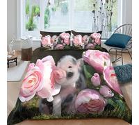 UNRXJZLVM cute pigletcopripiumino microfibra Set di 3 Pezzi stampa 3D con cerniera farm animal style_ Set Di Copripiumino con federe traspirante morbida for ragazzi Single（140x200cm）