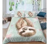 UNRXJZLVM Cute sloth hangingcopripiumino ultra microfibra 3 pezzi motivo 3D con cerniera cartoon animal illust Set Di Copripiumino con federa soffice morbida for adolescenti Double（200x200cm）