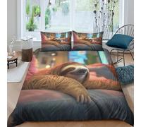 UNRXJZLVM Cute sloth restingcopripiumino ultra microfibra 3 Pezzi stampa 3D con cerniera Cozy home decor style Set Di Copripiumino con federa traspirante morbida for adolescenti King（220x240cm）