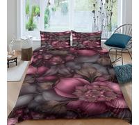 UNRXJZLVM deep purple bloomscopripiumino microfibra 3 pezzi motivo 3D con cerniera botanical floral Set Di Copripiumino incluso federe aiosa morbida for ragazzi King（220x240cm）