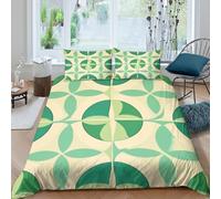 UNRXJZLVM Green floral patterncopripiumino microfibra morbida 3 Pezzi stampa di 3D con cerniera Modern geometric Set Di Copripiumino con federe traspirante morbida for ragazzi Single（135x200cm）