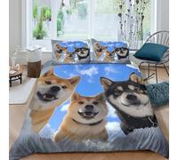 UNRXJZLVM Happy dogscopripiumino ultra microfibra Set di 3 Pezzi stampa di 3D con cerniera Cute animal photography Set Di Copripiumino incluso federe aiosa morbida for ragazzi King（220x240cm）