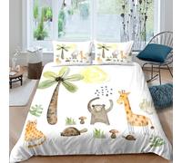 UNRXJZLVM Jungle animalsSet Di Copripiumino ultra microfibra Set di 3 Pezzi stampa di 3D con cerniera Watercolor illust copripiumino con federe traspirante ultra morbido for coppie King（220x240cm）