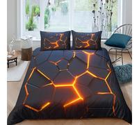 UNRXJZLVM LavaCrackPatternSet Di Copripiumino ultra microfibra 3 Pezzi stampa 3D con cerniera DigitalAbstractArt copripiumino con federe soffice ultra morbido for ragazze King（220x240cm）