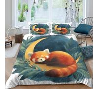 UNRXJZLVM Red panda sleepingcopripiumino microfibra Set di 3 Pezzi stampa di 3D con cerniera Cute animal illust Set Di Copripiumino incluso federe per cuscini aiosa for adulti Super king（260x220cm）