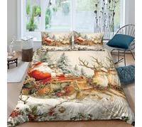 UNRXJZLVM Santa ClausSet Di Copripiumino microfibra 3 Pezzi stampa 3D con cerniera Christmas Winter copripiumino con federa traspirante ultra morbido e traspirante for bambini Single（135x200cm）